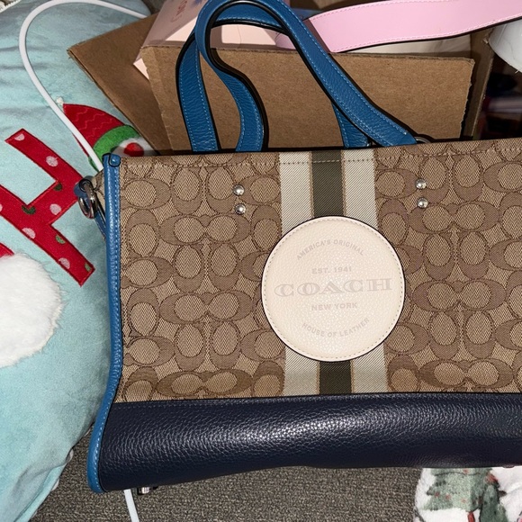 Coach Handbags - Coach Brown and Navy Shoulder Bag